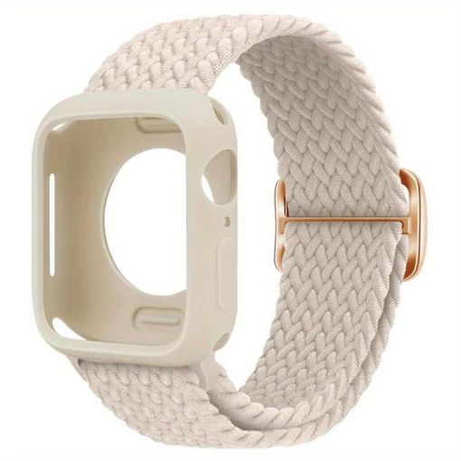 Apple Watch Series 10 46mm Nylon Band & Silicone Case - Starlight - 1