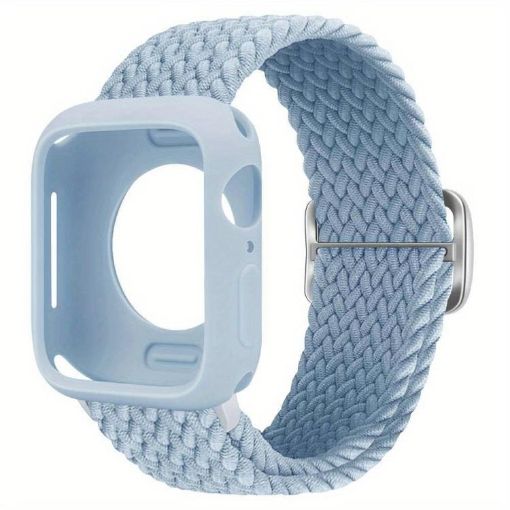 Apple Watch Series 10 42mm Nylon Band & Silicone Case - Light Blue - 1