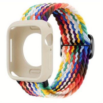 Apple Watch 44mm/45mm Nylon Band & Silicone Case - Rainbow Ladder Buckle - 1