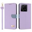 Xiaomi 13T/13T Pro Purple Metal Bow Leather Case with Hand Strap - 1