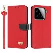 Xiaomi 15 Red Leather Phone Case with Metal Bow & Hand Strap - 1
