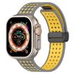 Magnetic Silicone Watch Band for Apple Watch 46/49/45/44mm - Grey Yellow - 1