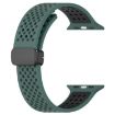 Olive Green Black Silicone Band for Apple Watch 42/41/40/38mm Magnetic Buckle - 2