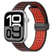 Magnetic Buckle Silicone Watch Band for Apple Watch 42/41/40/38mm Black Red - 1