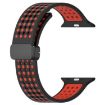 Magnetic Buckle Silicone Watch Band for Apple Watch 42/41/40/38mm Black Red - 2