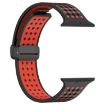 Magnetic Buckle Silicone Watch Band for Apple Watch 42/41/40/38mm Black Red - 3