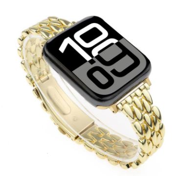Gold Zinc Alloy Watch Band for Apple Watch 46/49/45/44mm Water Drop Design - 1