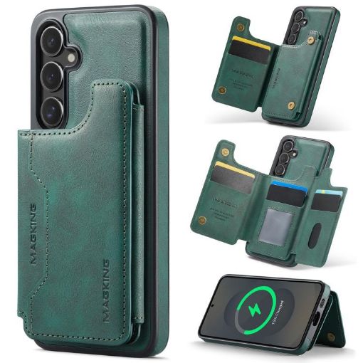Samsung Galaxy S25+ 5G DG.MING MagSafe RFID Card Case (Green) - 1