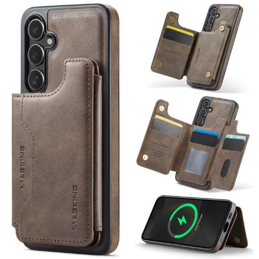 Samsung Galaxy S24+ 5G DG.MING MagSafe RFID Card Case (Coffee) - 1