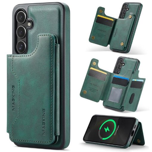 Samsung Galaxy S24+ 5G DG.MING MagSafe RFID Card Case (Green) - 1