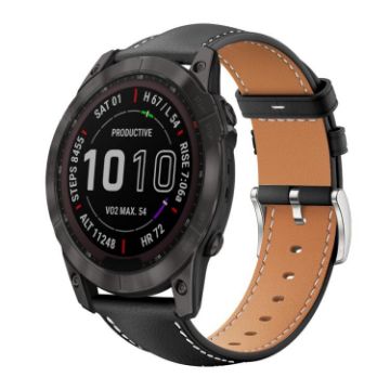 Garmin Fenix 8/7X/6X/5X Black Shark Leather Watch Band 26mm/22mm - 1