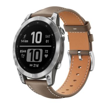 Garmin Fenix 8/7/6/5 Leather Watch Band 22mm 20mm Light Grey - 1