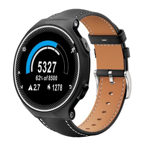 Garmin Forerunner 220/735/735XT/230/235 Black Leather Watch Band 20mm - 1