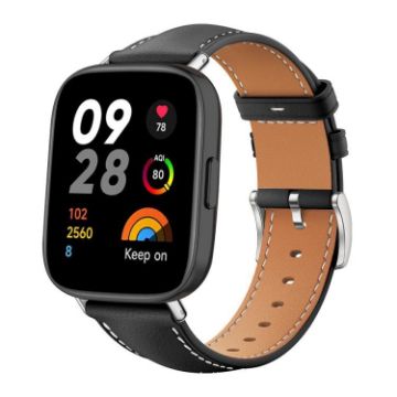 Redmi Watch 3 20mm Black Shark Leather Band - Flat Head Fine Grain - 1