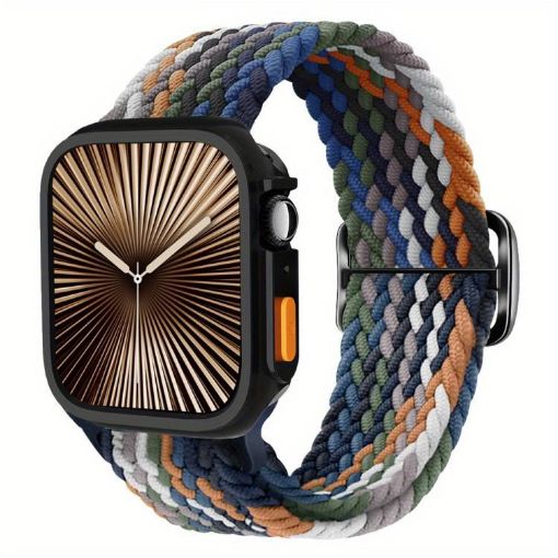 Apple Watch Series 10 46mm Nylon Band & TPU Case - Denim Color - 1