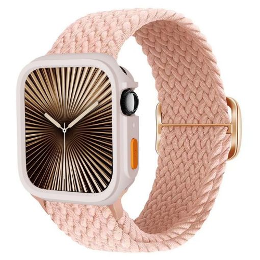 Apple Watch Series 10 42mm Pink Nylon Band with TPU Case - 1