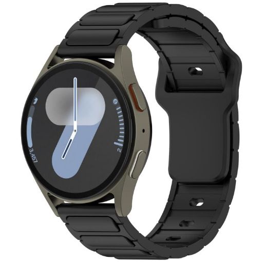18mm Black I-Shaped Solid Color Silicone Watch Band - 1