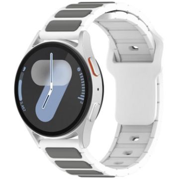 Dual Color 18mm I-Shaped Silicone Watch Band - White Grey - 1
