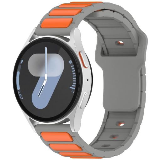 18mm I-Shaped Dual Color Silicone Watch Band - Grey Orange - 1