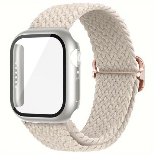 Apple Watch Series 10 42mm Nylon Band & Frosted Case - Starlight - 1