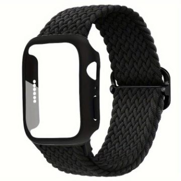 Apple Watch Series 10 42mm Nylon Band & Frosted Case (Black) - 1