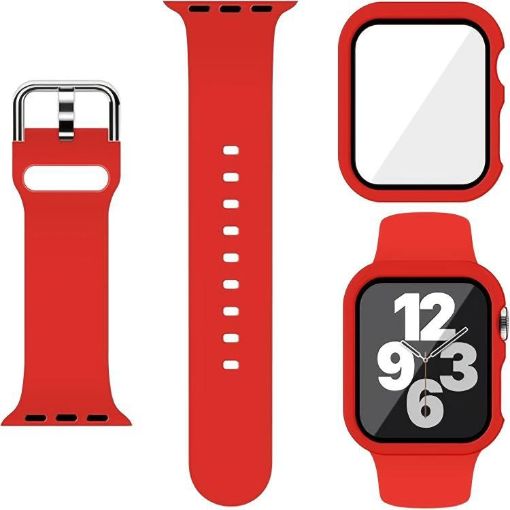 Apple Watch Series 10 46mm Red Silicone Band with PC Case - 1