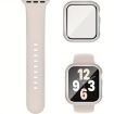 Apple Watch 44mm/45mm Silicone Band & PC Case with Film - Starlight - 1