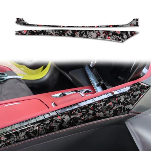 Gold Foil Carbon Fiber Console Stickers for Chevrolet Corvette C8 2020+ - 1