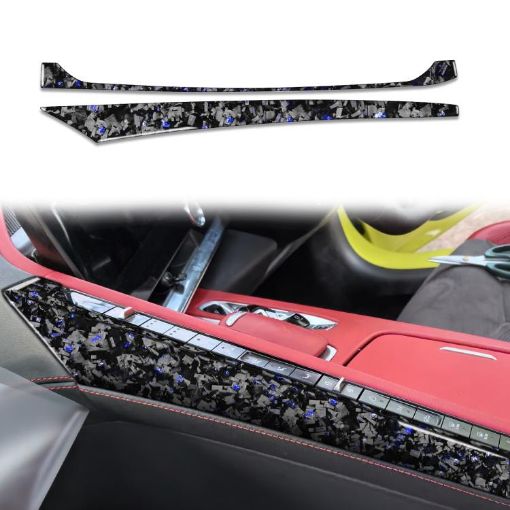 Gold Foil Carbon Fiber Console Stickers for Chevrolet Corvette C8 2020+ - 1
