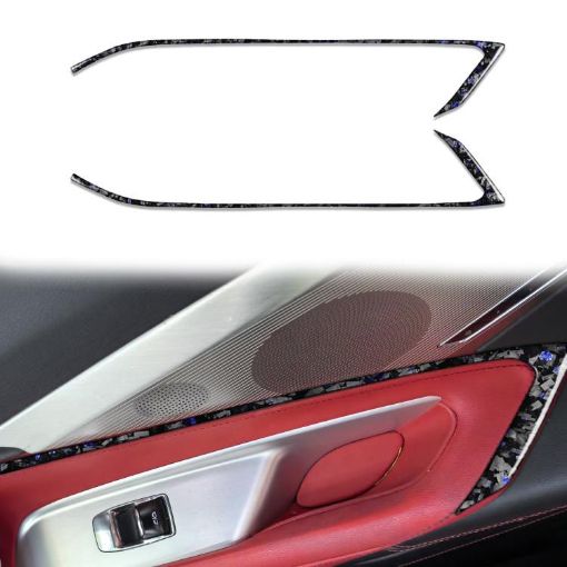 Gold Foil Carbon Fiber Car Door Stickers for Corvette C8 2020+, Blue - 1