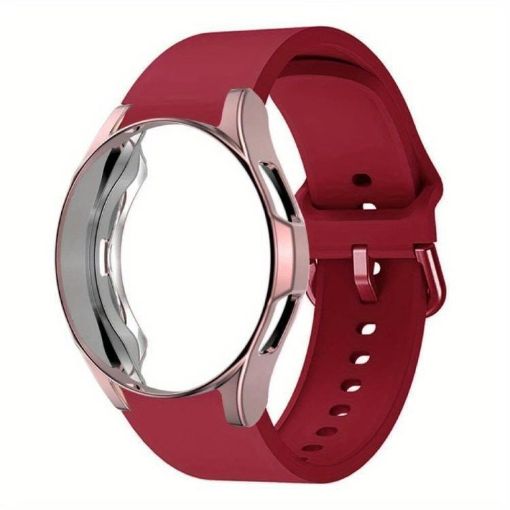 Samsung Galaxy Watch 4 Classic 42mm Red Silicone Band with PC Case - 1