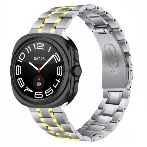 Samsung Galaxy Watch Ultra 47mm Silver Gold Stainless Steel Band - 1