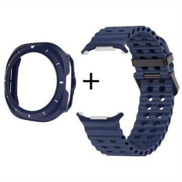 Samsung Galaxy Watch Ultra 47mm Dark Blue Silicone Band with TPU Case - 1
