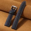 22mm Black Retro Crazy Horse Leather Watch Band xDfind - 2