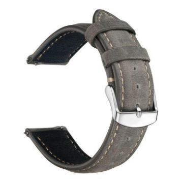 Suunto 9/9 Baro/D5/Core/7 24mm Grey Leather Watch Band Retro Style - 1