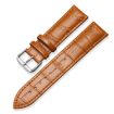 14mm Bamboo Texture Pin Buckle Leather Watch Band Light Brown - 1