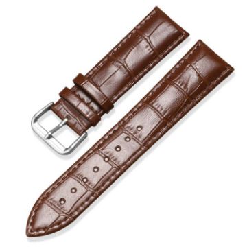 18mm Bamboo Texture Pin Buckle Leather Watch Band - Brown - 1