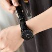 20mm Bamboo Texture Pin Buckle Leather Watch Band - Black - 6
