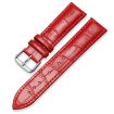 22mm Red Bamboo Texture Leather Watch Band with Pin Buckle - 1