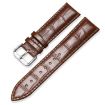 22mm Brown Bamboo Texture Leather Watch Band with Pin Buckle - 1