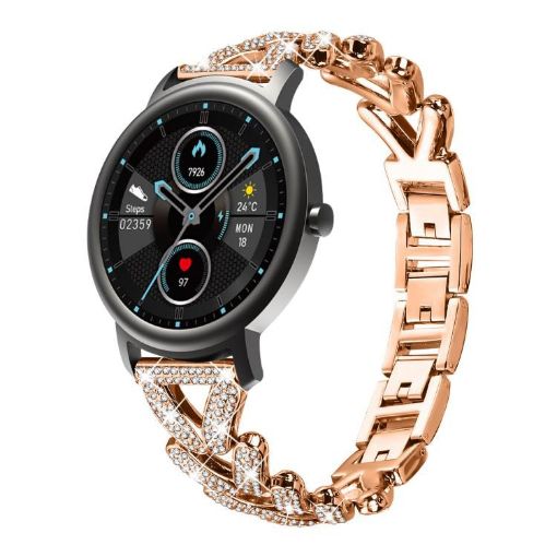 20mm Rose Gold Diamond Metal Watch Band for Xiaomi Mibro Air/Lite - 1