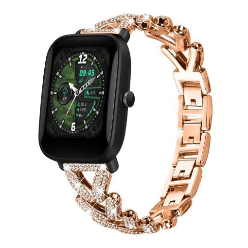 20mm Rose Gold Diamond Metal Watch Band for Amazfit Bip U/Lite/3 Pro - 1