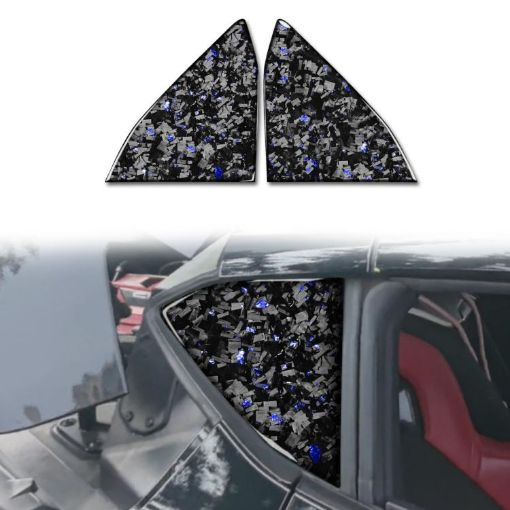 Gold Foil Carbon Fiber Rear Window Stickers for Corvette C8 2020+ (Blue) - 1