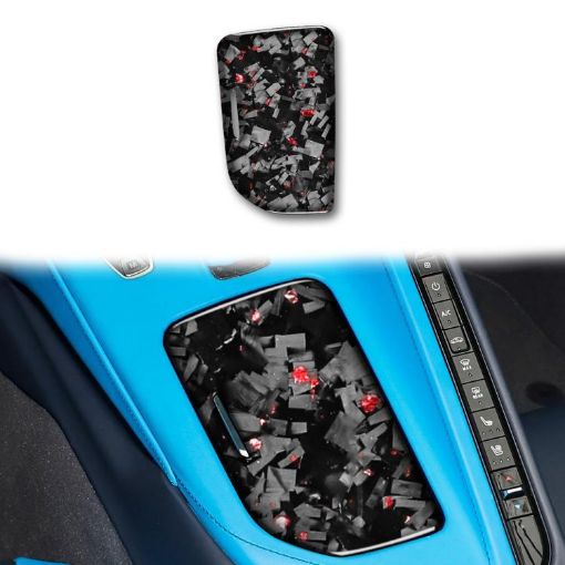Chevrolet Corvette C8 2020+ Red Carbon Fiber Cup Cover Sticker - 1