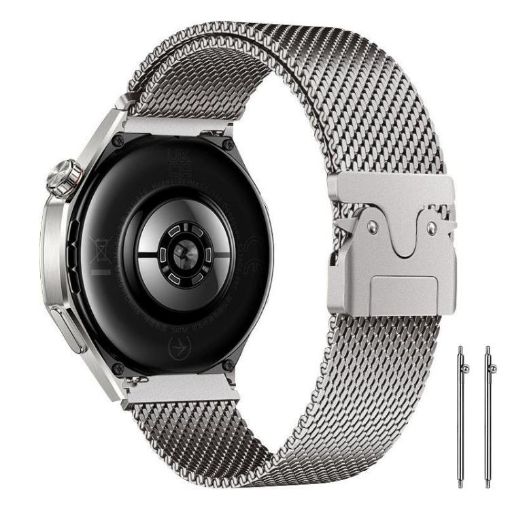 22mm Silver Milanese Parachute Buckle Stainless Steel Mesh Watch Band - 1